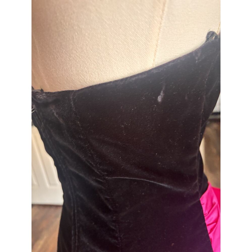 Vtg Scarlett Nite Prom Dress Pink Black Velvet Short Bubble Strapless Bow 7/8 - Picture 5 of 12